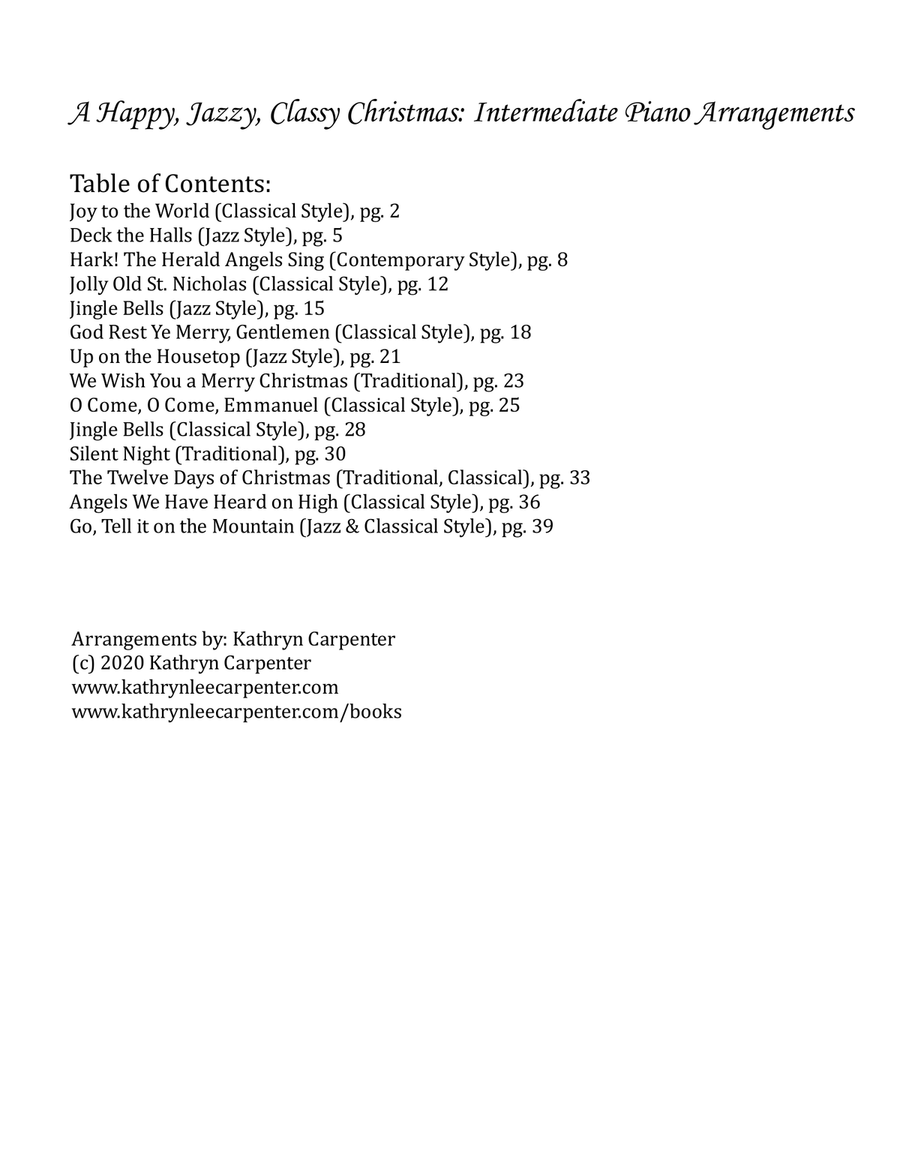 A Happy, Jazzy, Classy Christmas (Intermediate Piano) Book (Collection) Piano Solo scores gallery preview page 1