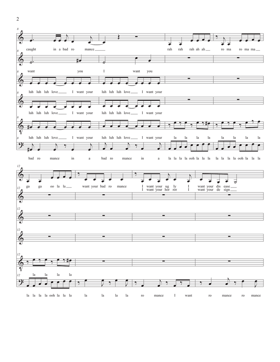 Bad Romance 4-Part scores gallery preview page 2