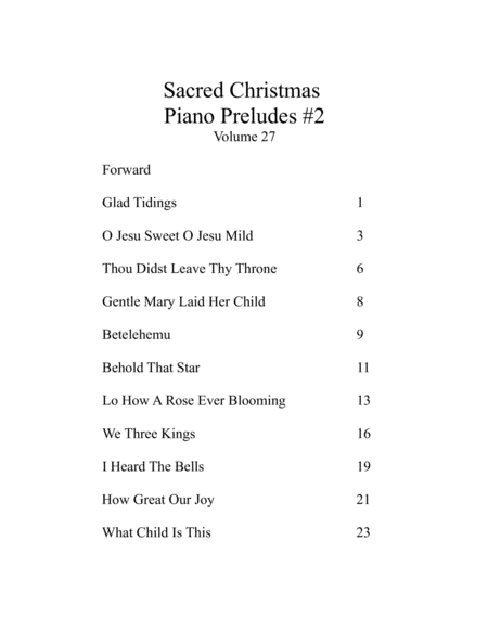 Sacred Christmas Piano Preludes #2 Volume 27 image number null