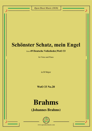 Book cover for Brahms-Schönster Schatz,mein Engel,WoO 33 No.20,in B Major,for Voice&Piano