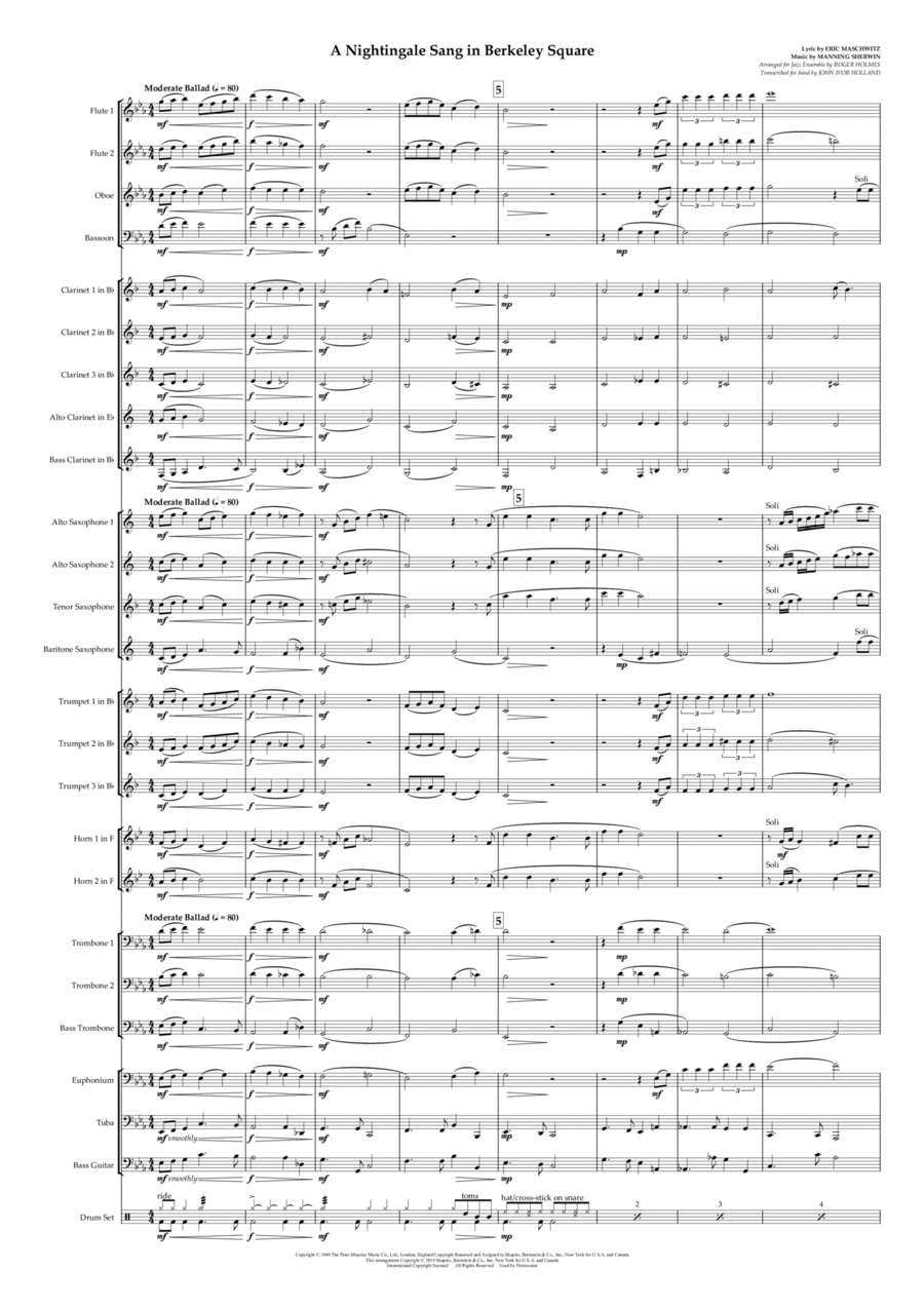 A Nightingale Sang In Berkeley Square Concert Band scores gallery preview page 1