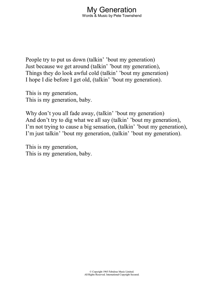 My Generation My Generation Voice scores gallery preview page 1
