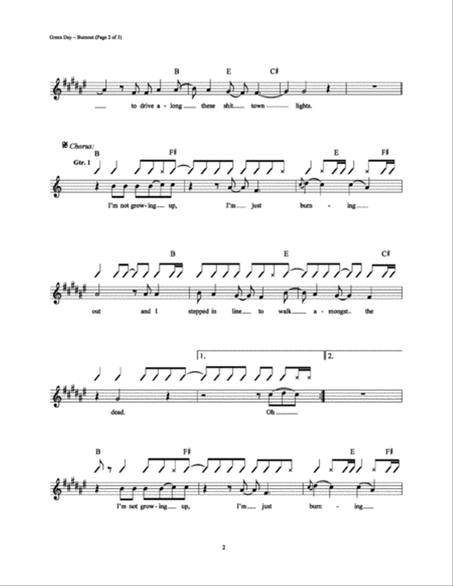 Burnout Electric Guitar scores gallery preview page 2
