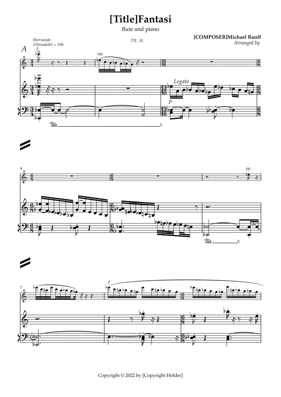 Fantasy flute and piano Flute scores gallery preview page 1