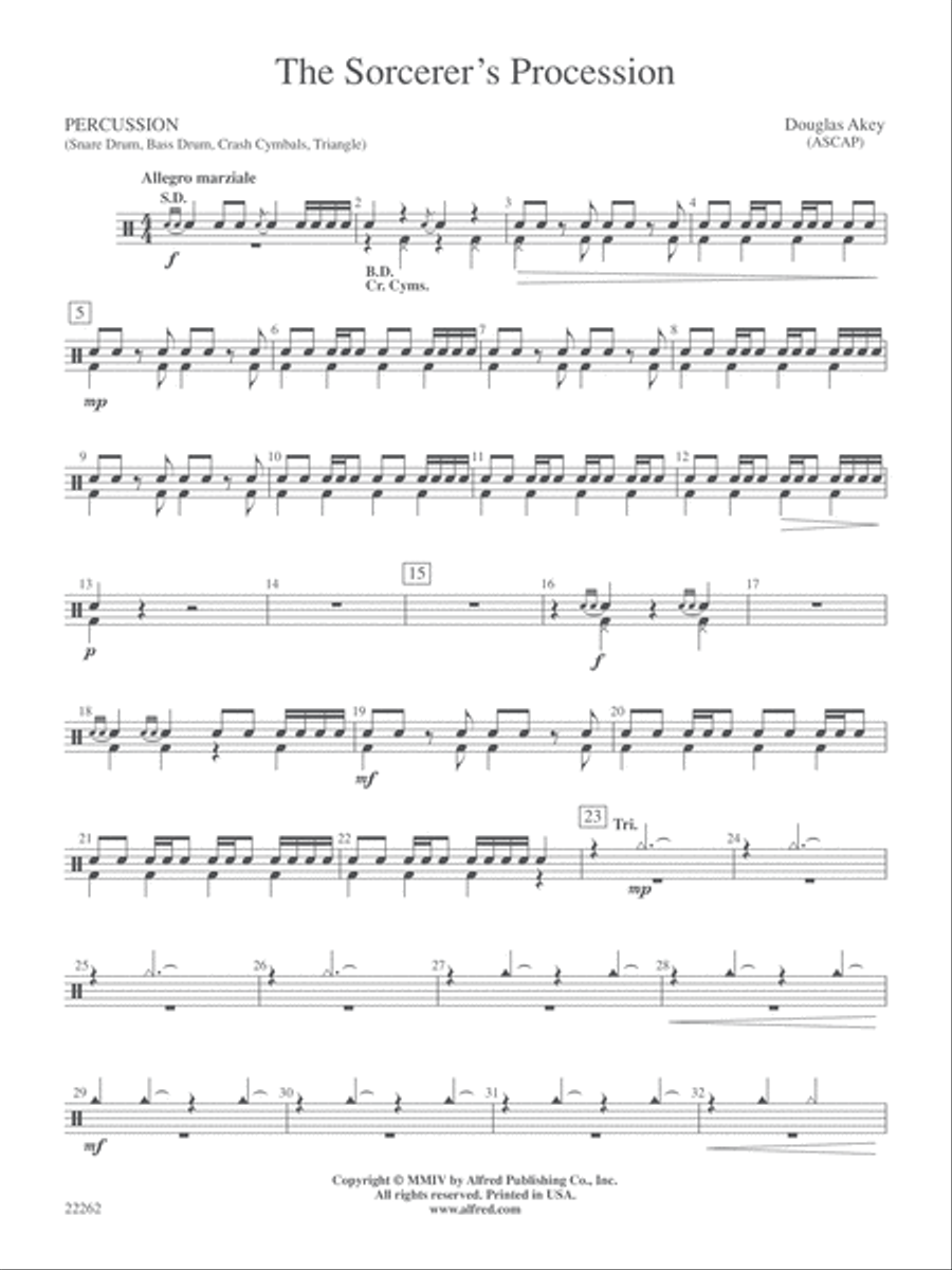 The Sorcerer's Procession: 1st Percussion Concert Band scores gallery preview page 1