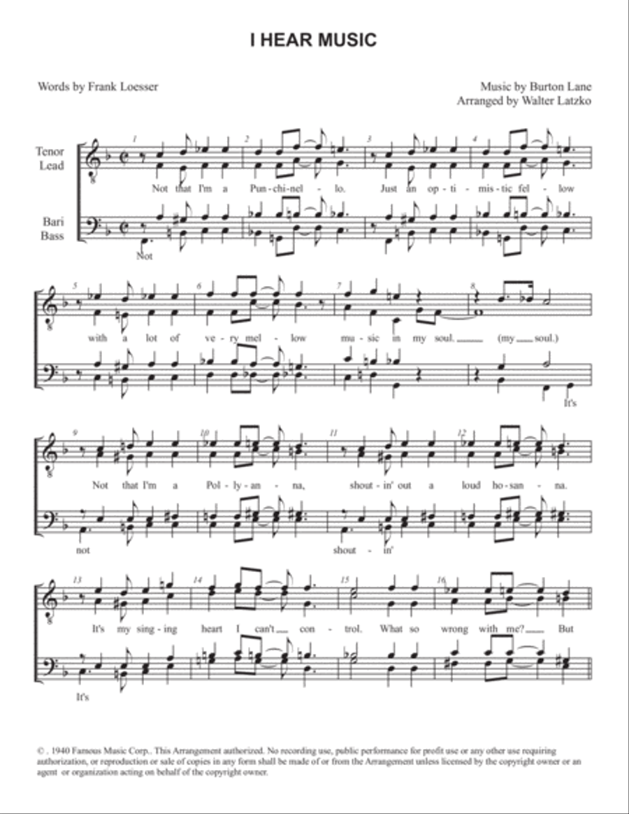 I Hear Music TTBB scores gallery preview page 1