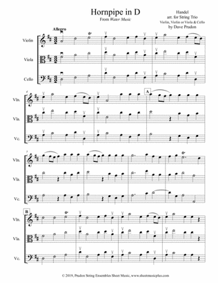 Handel's Hornpipe in D for String Trio
