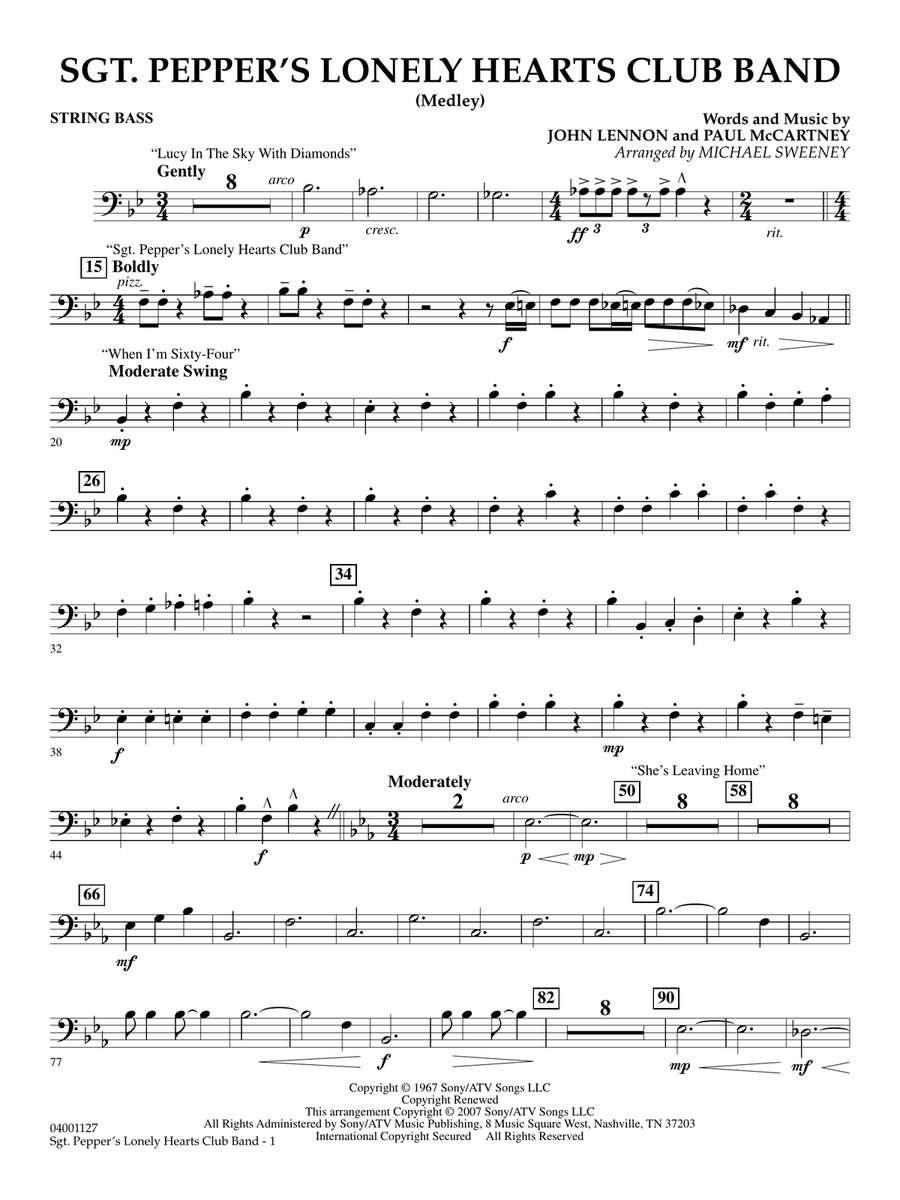 Sgt. Pepper's Lonely Hearts Club Band (Medley) (arr. Michael Sweeney) - String Bass