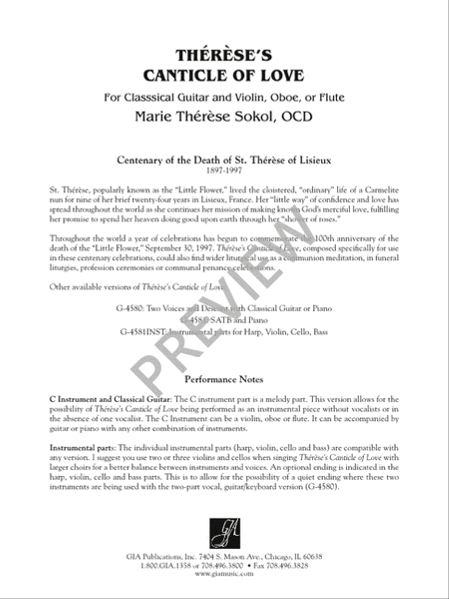 Therese’s Canticle of Love Guitar scores gallery preview page 2