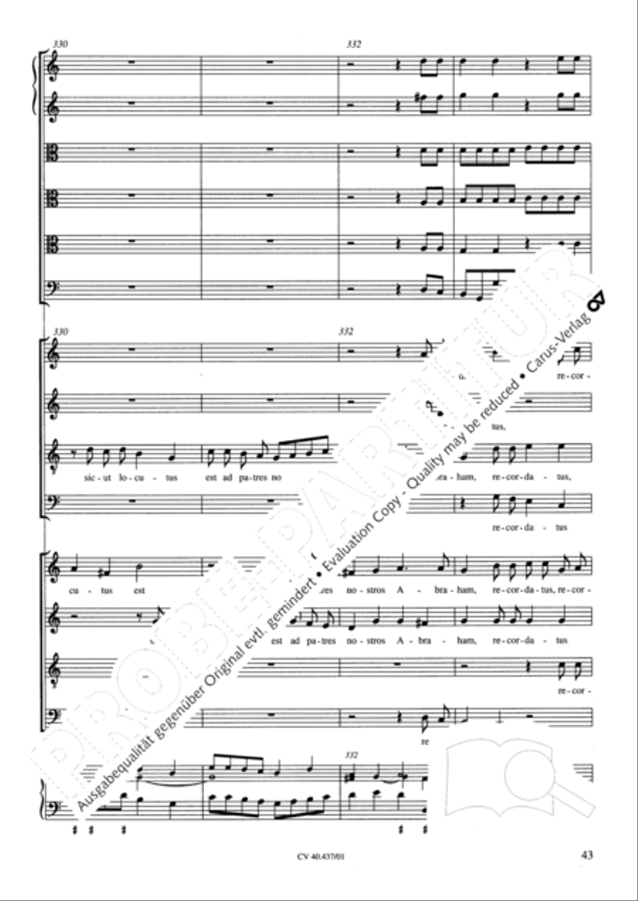 Magnificat a 8 voci con 6 vel 10 istromenti 4-Part scores gallery preview page 39