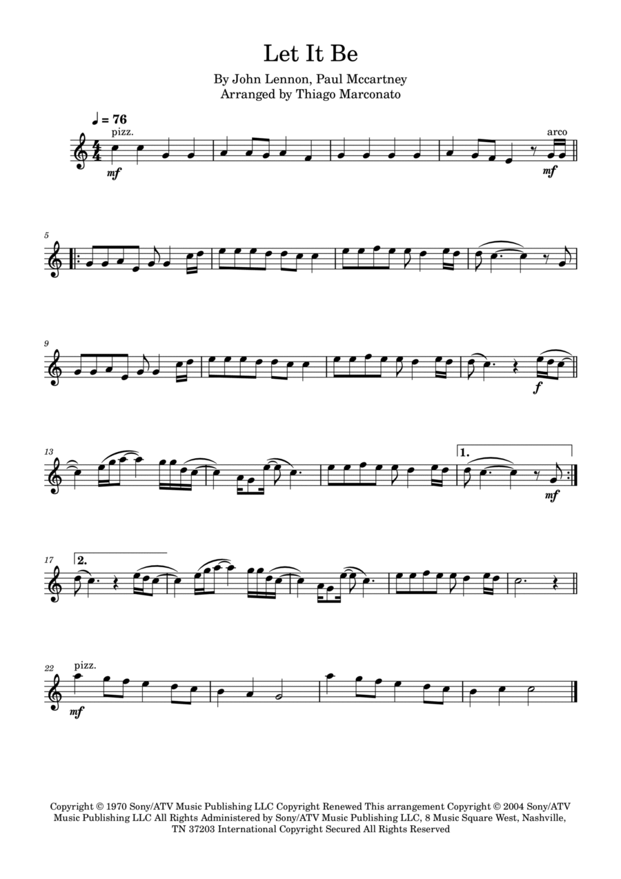 Let It Be Violin Solo scores gallery preview page 1