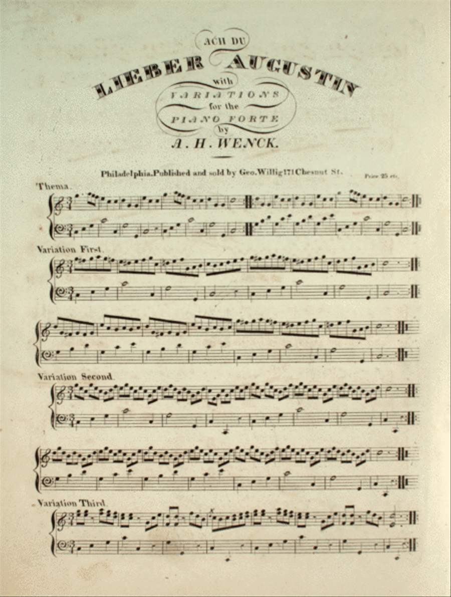 Ach Du Lieber Augustin Piano Solo scores gallery preview page 1