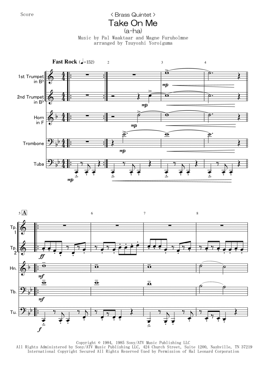 Take On Me Take On Me Brass Ensemble scores gallery preview page 1