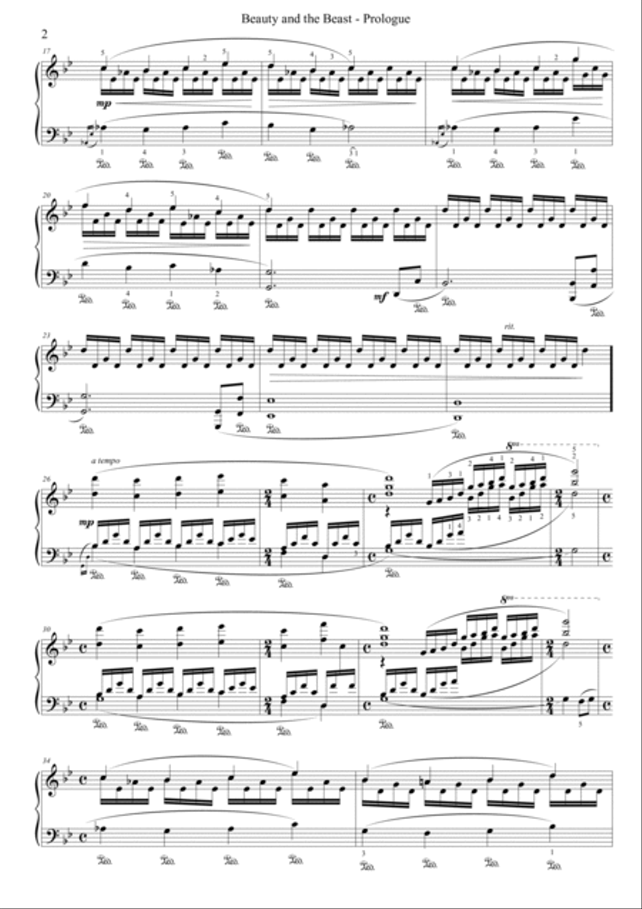 Beauty And The Beast Prologue Piano Solo scores gallery preview page 2
