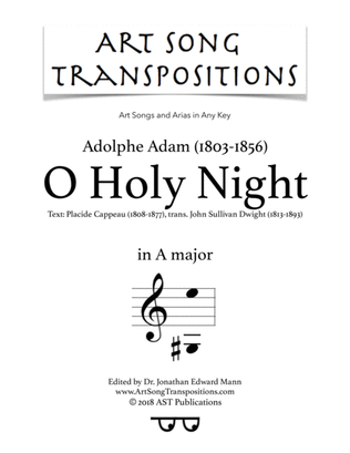 Book cover for ADAM: O Holy Night (transposed to A major)