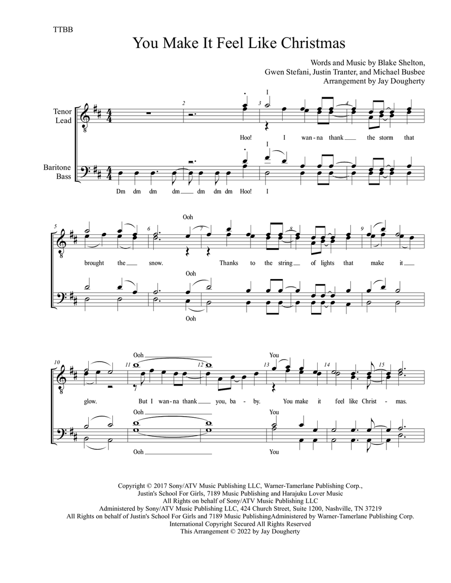 You Make It Feel Like Christmas TTBB scores gallery preview page 1