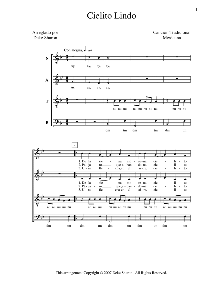 Cielito Lindo 4-Part scores gallery preview page 1