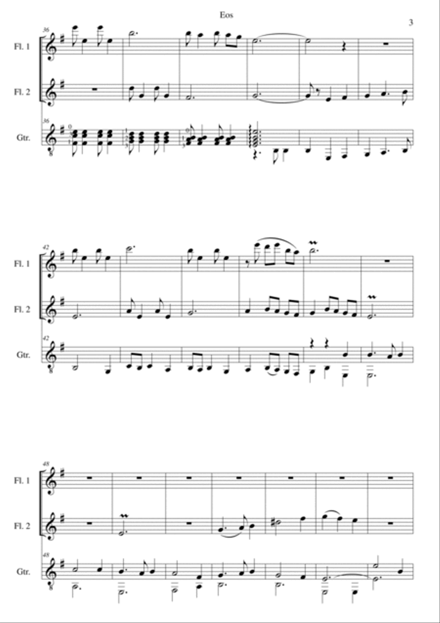 Eos for 2 flutes and guitar Flute scores gallery preview page 3