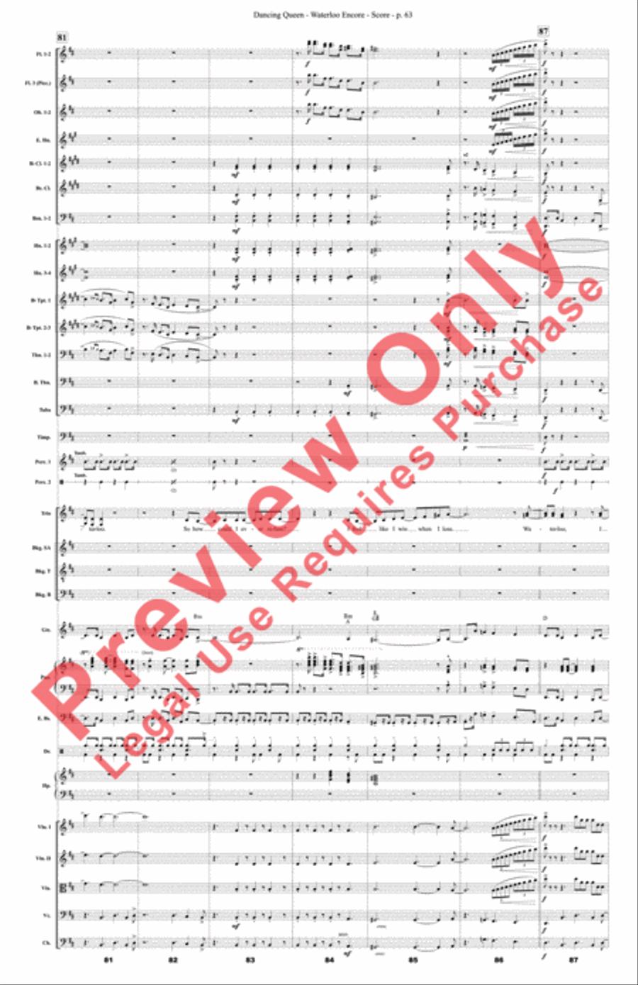 Mamma Mia! Medley Mamma Mia! Medley Full Orchestra scores gallery preview page 64