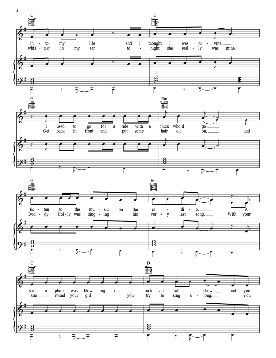Whatever Happened To Saturday Night? Piano, Vocal, Guitar scores gallery preview page 2