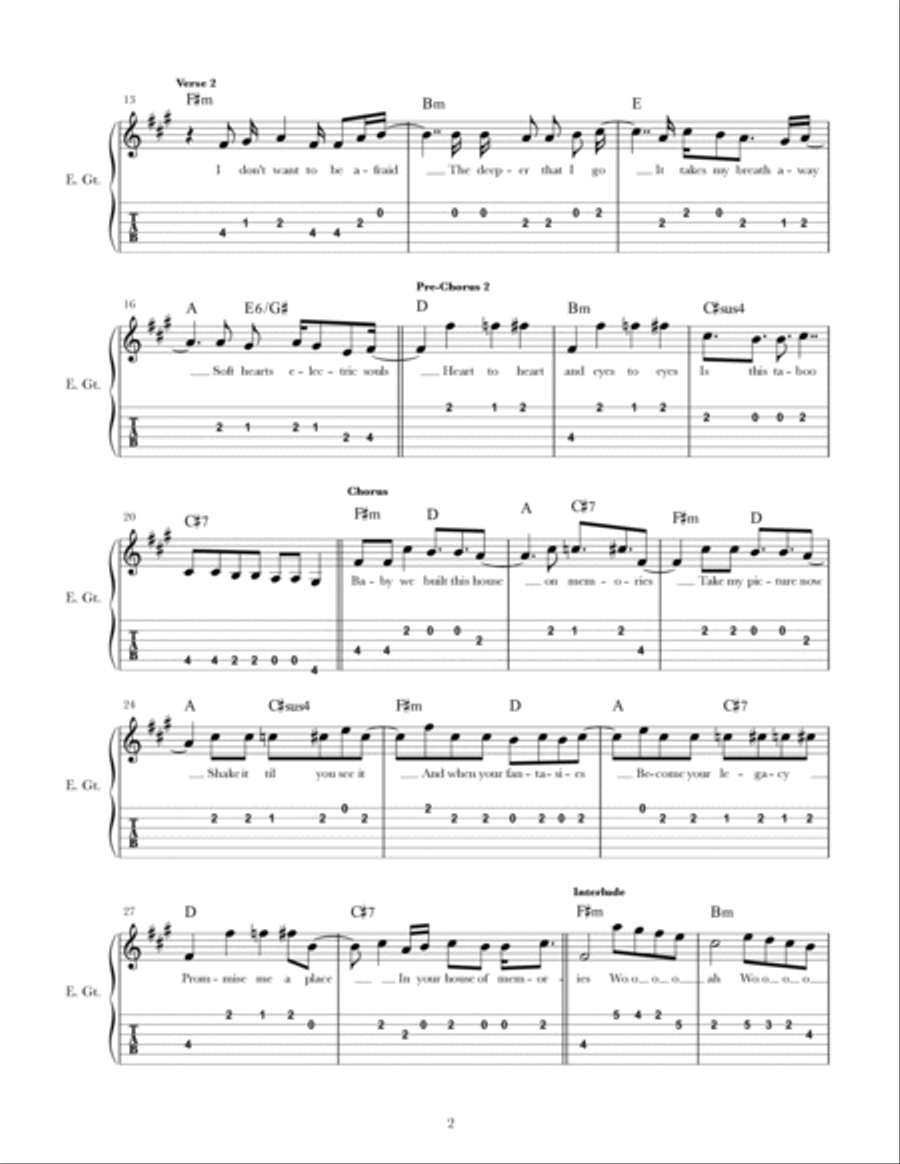 House Of Memories Guitar Tablature scores gallery preview page 2