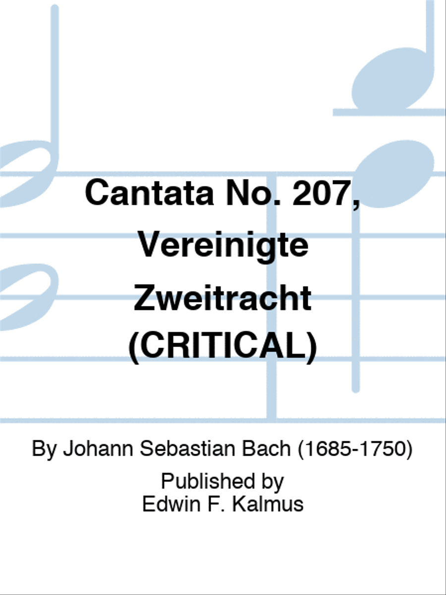 Cantata No. 207, Vereinigte Zweitracht (CRITICAL) 4-Part scores gallery preview page 1