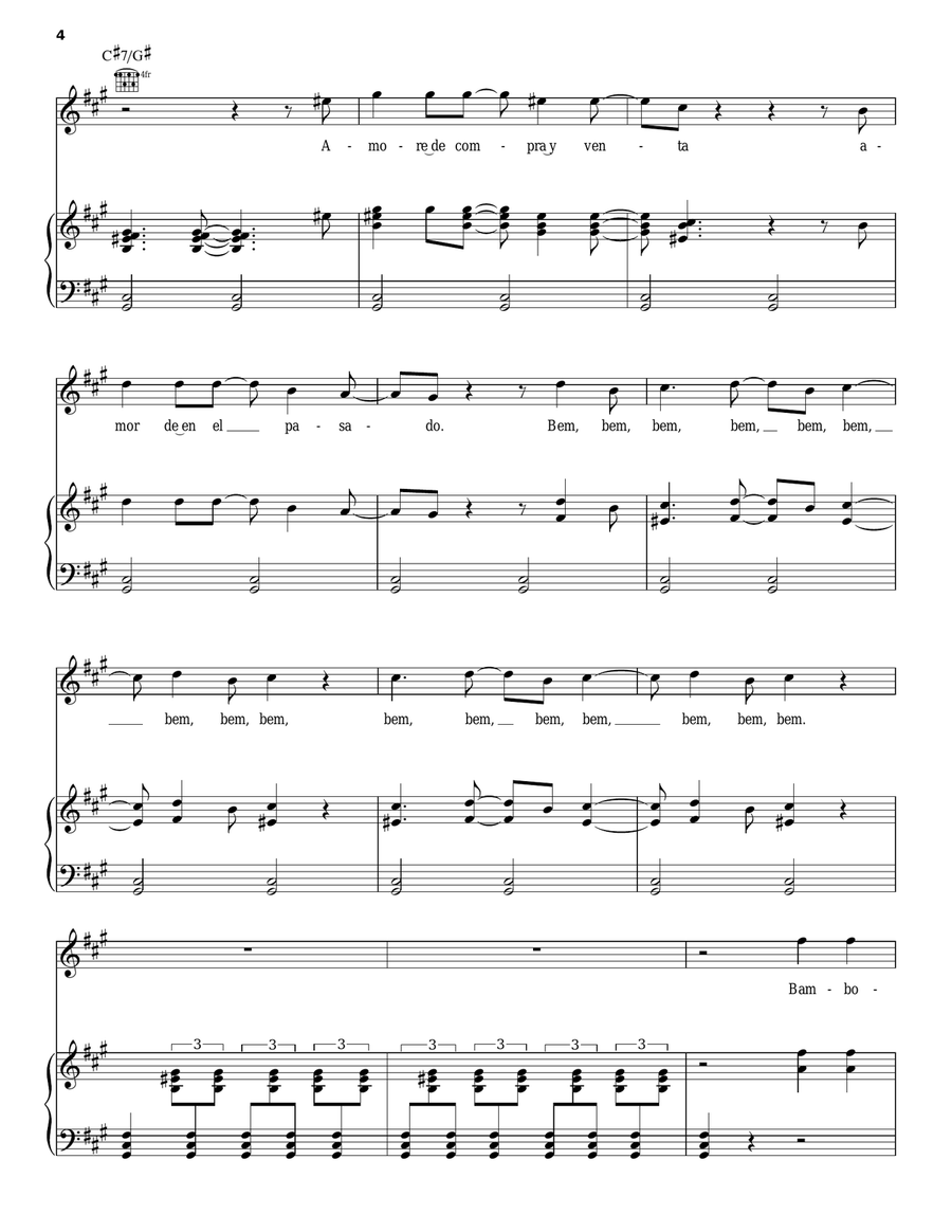 Bamboleo Piano, Vocal, Guitar scores gallery preview page 4