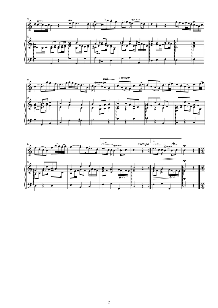 Vivaldi - Flute Sonata in C major RV 48 for Flute and Cembalo or Piano Flute scores gallery preview page 2