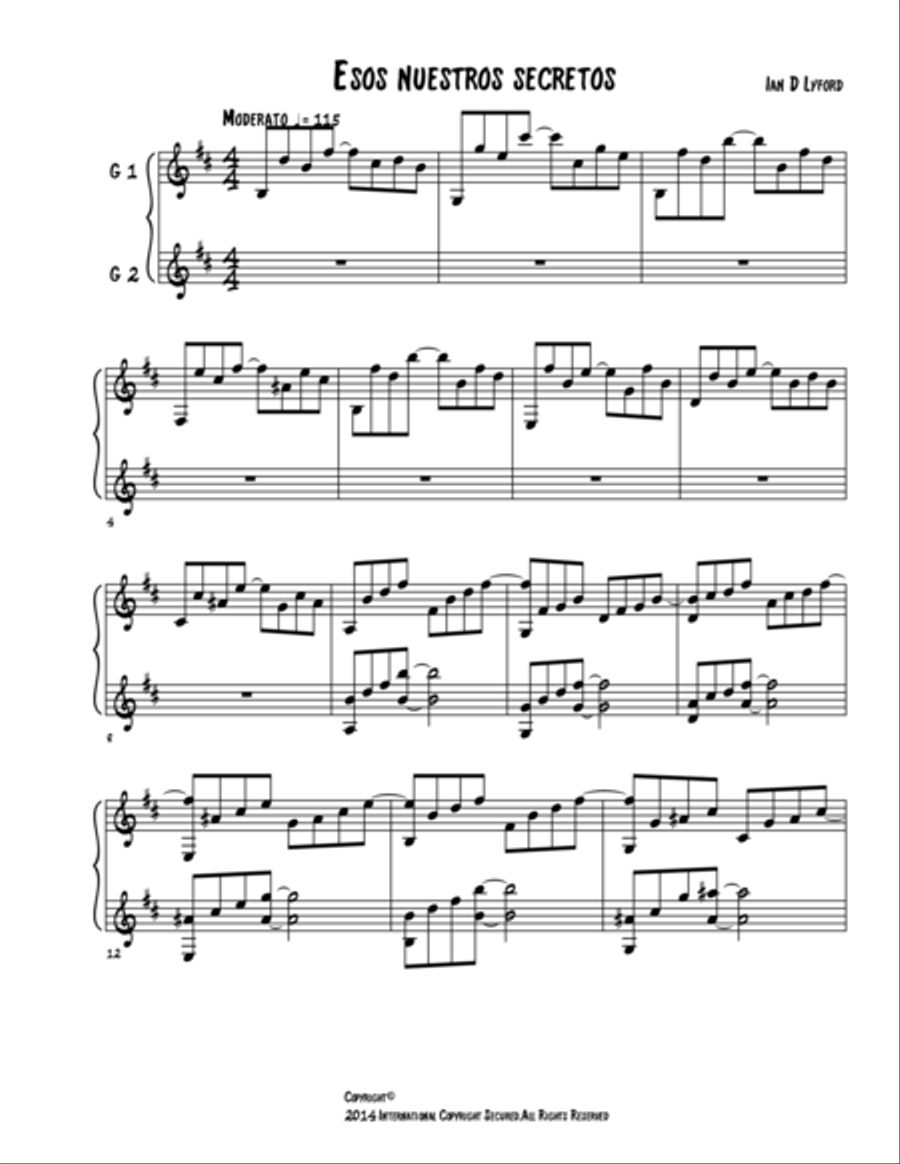 ESOS NUESTROS SECRETOS ESOS NUESTROS SECRETOS Guitar Solo scores gallery preview page 1