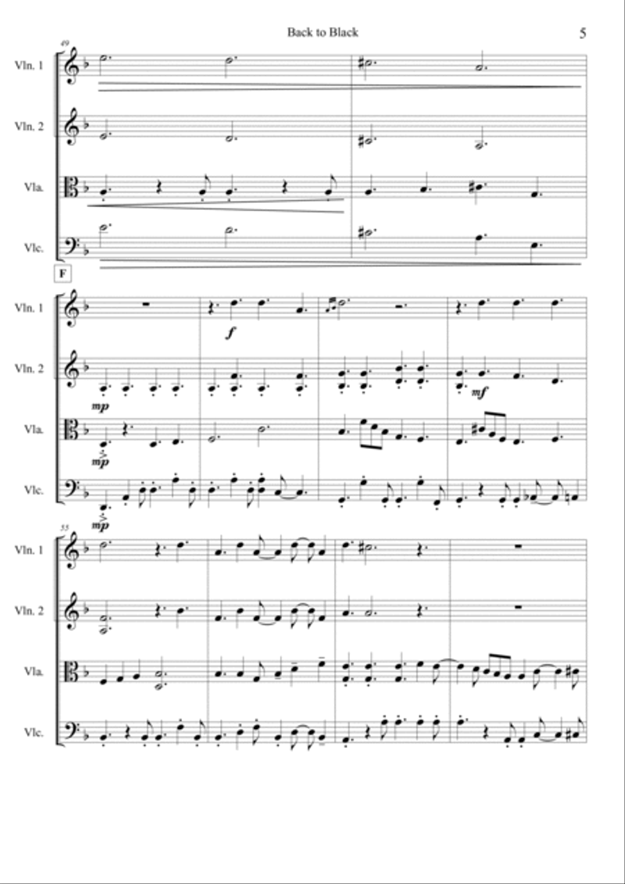 Back To Black String Quartet scores gallery preview page 6