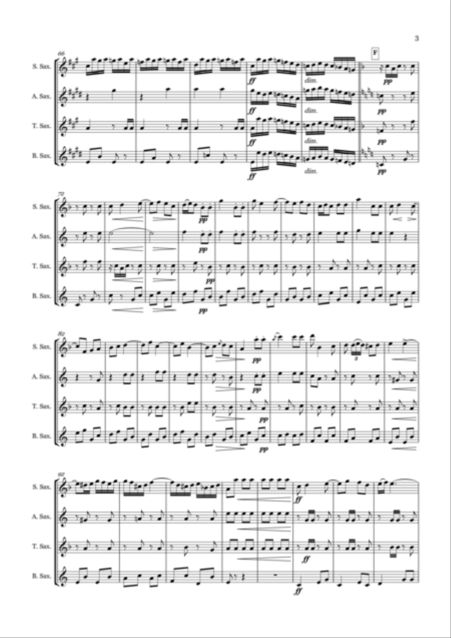 La Entra de la Mutra Pasodoble for Saxophone Quartet Saxophone Quartet scores gallery preview page 3