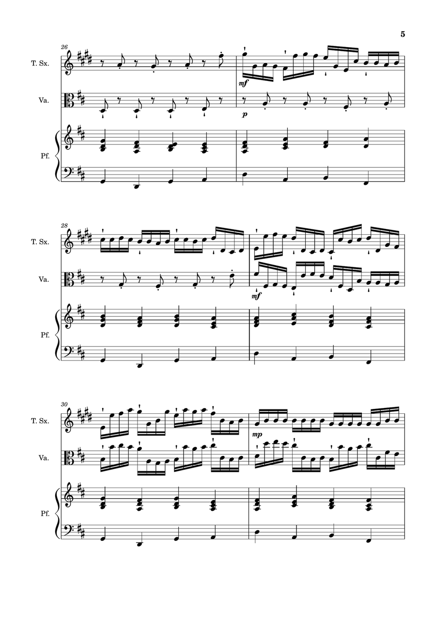 Canon in D Major, P.37; T.337. T. Sax, Viola, and Piano. Score and Parts. Chamber Music scores gallery preview page 5