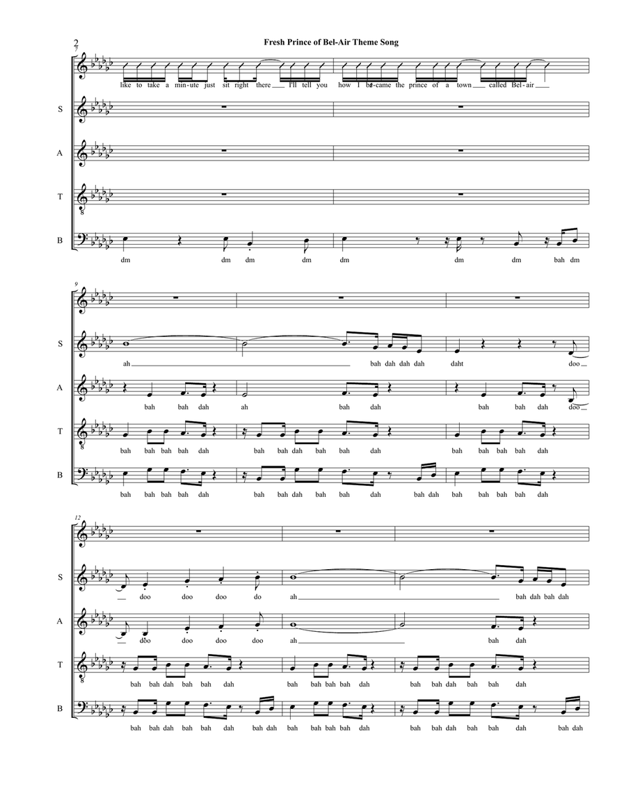 Fresh Prince Of Bel-air 4-Part scores gallery preview page 2