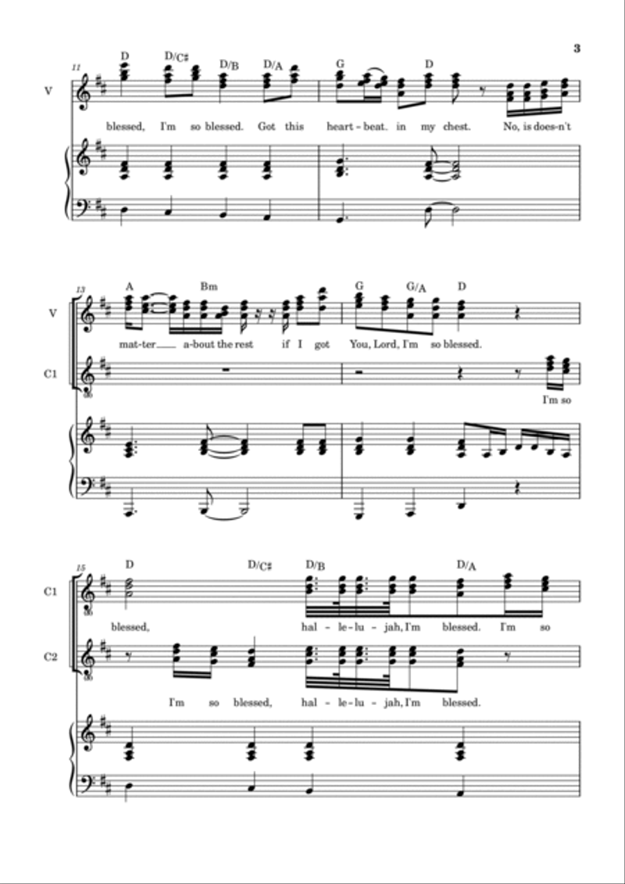 I'm So Blessed Piano, Vocal, Guitar scores gallery preview page 4