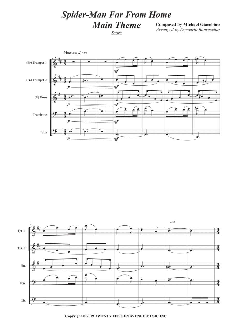 Spider-man: Far From Home Horn scores gallery preview page 1