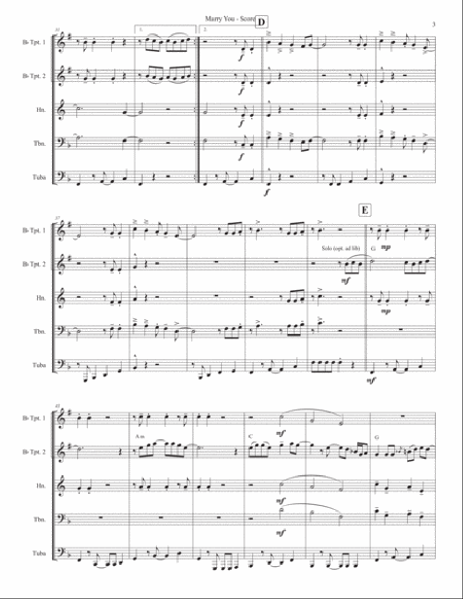 Marry You Brass Ensemble scores gallery preview page 3