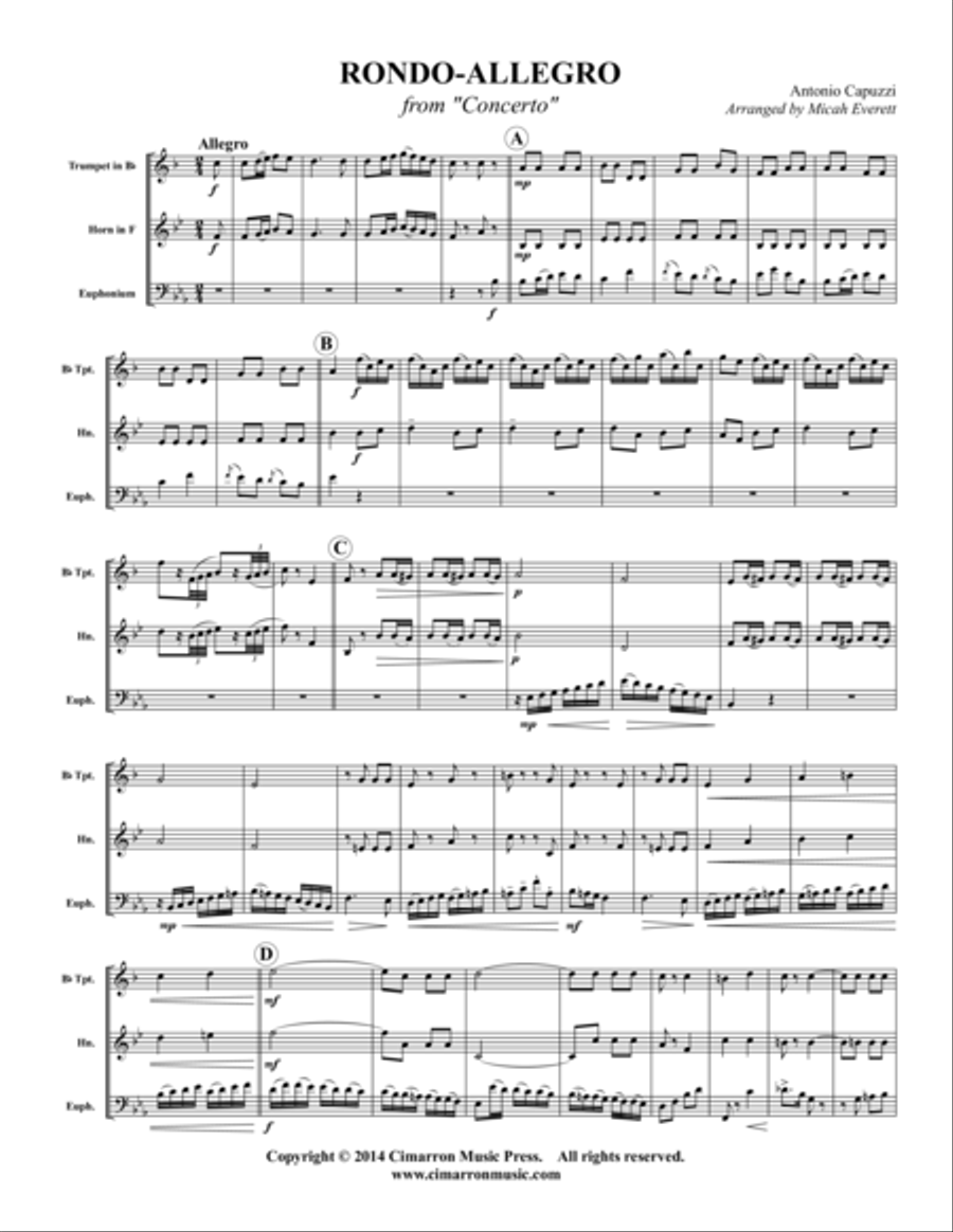 Rondo Allegro Rondo Allegro Brass Trio scores gallery preview page 1