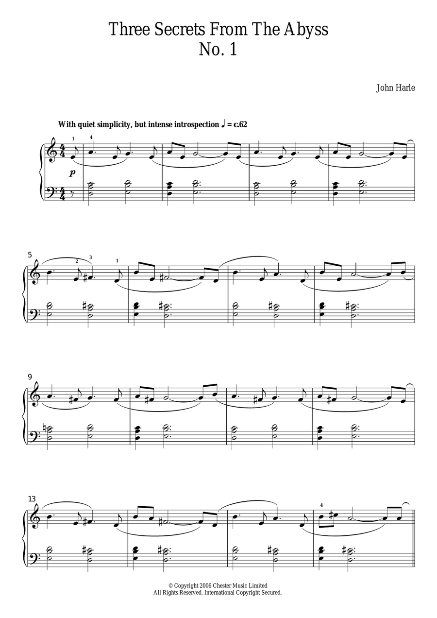 Three Secrets From The Abyss - No. 1 Piano Solo scores gallery preview page 1