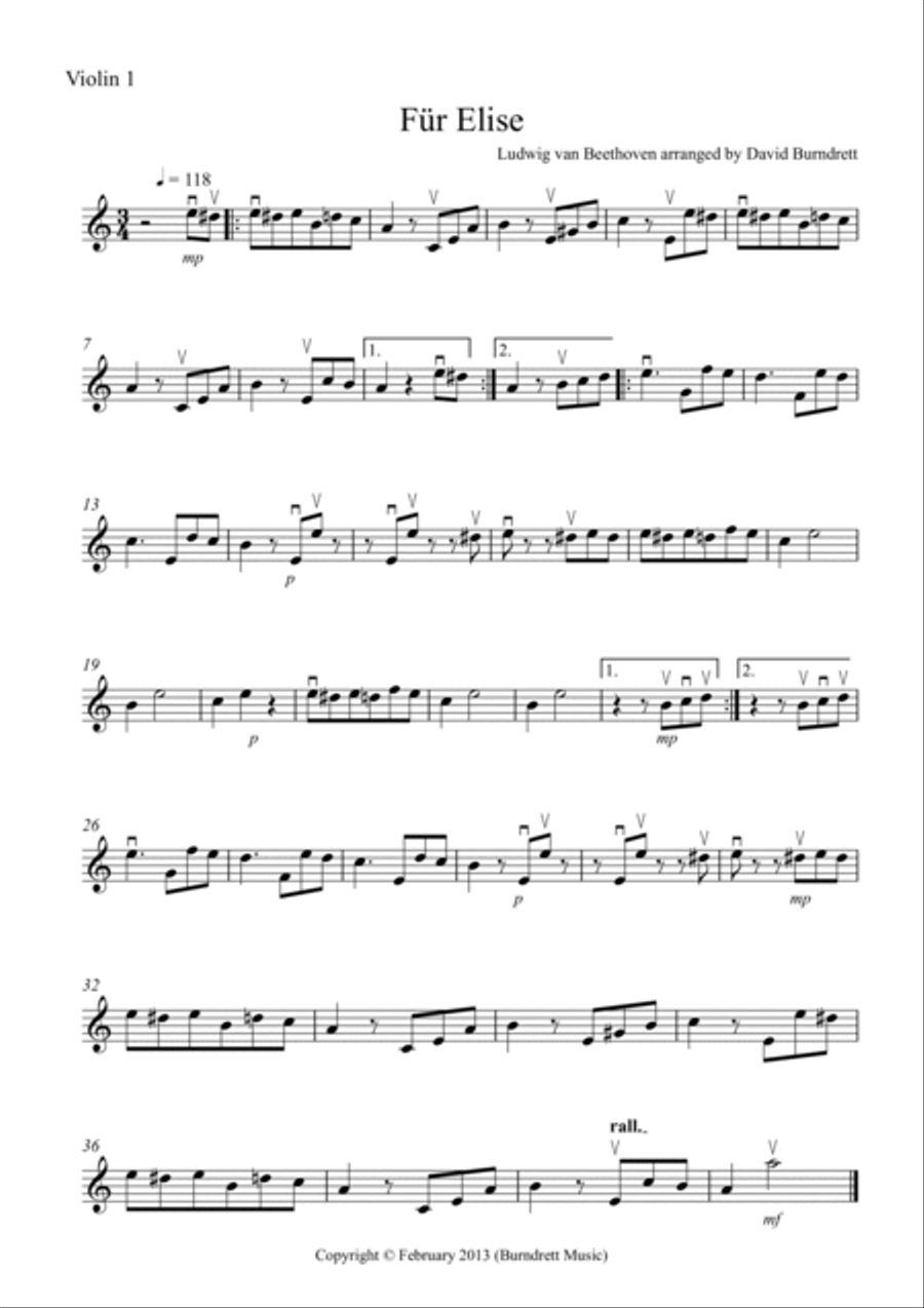 Für Elise for String Orchestra String Quartet scores gallery preview page 5