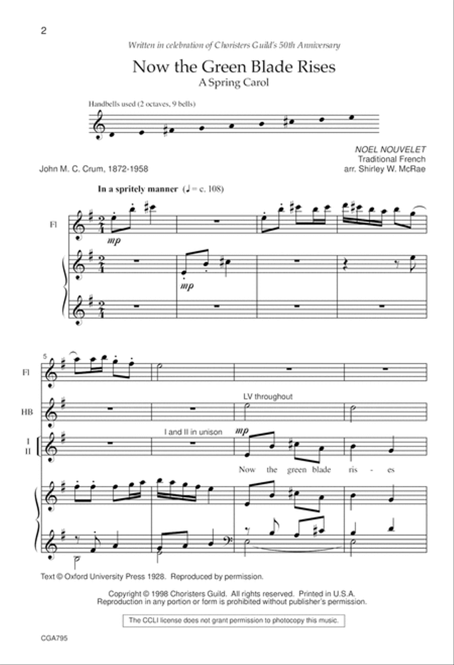 Now the Green Blade Rises Unison Choir scores gallery preview page 2