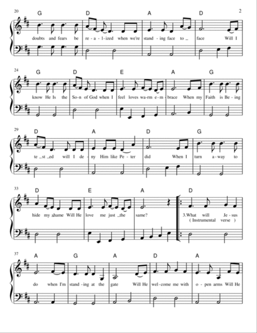 What Would Jesus Do Piano, Vocal, Guitar scores gallery preview page 2