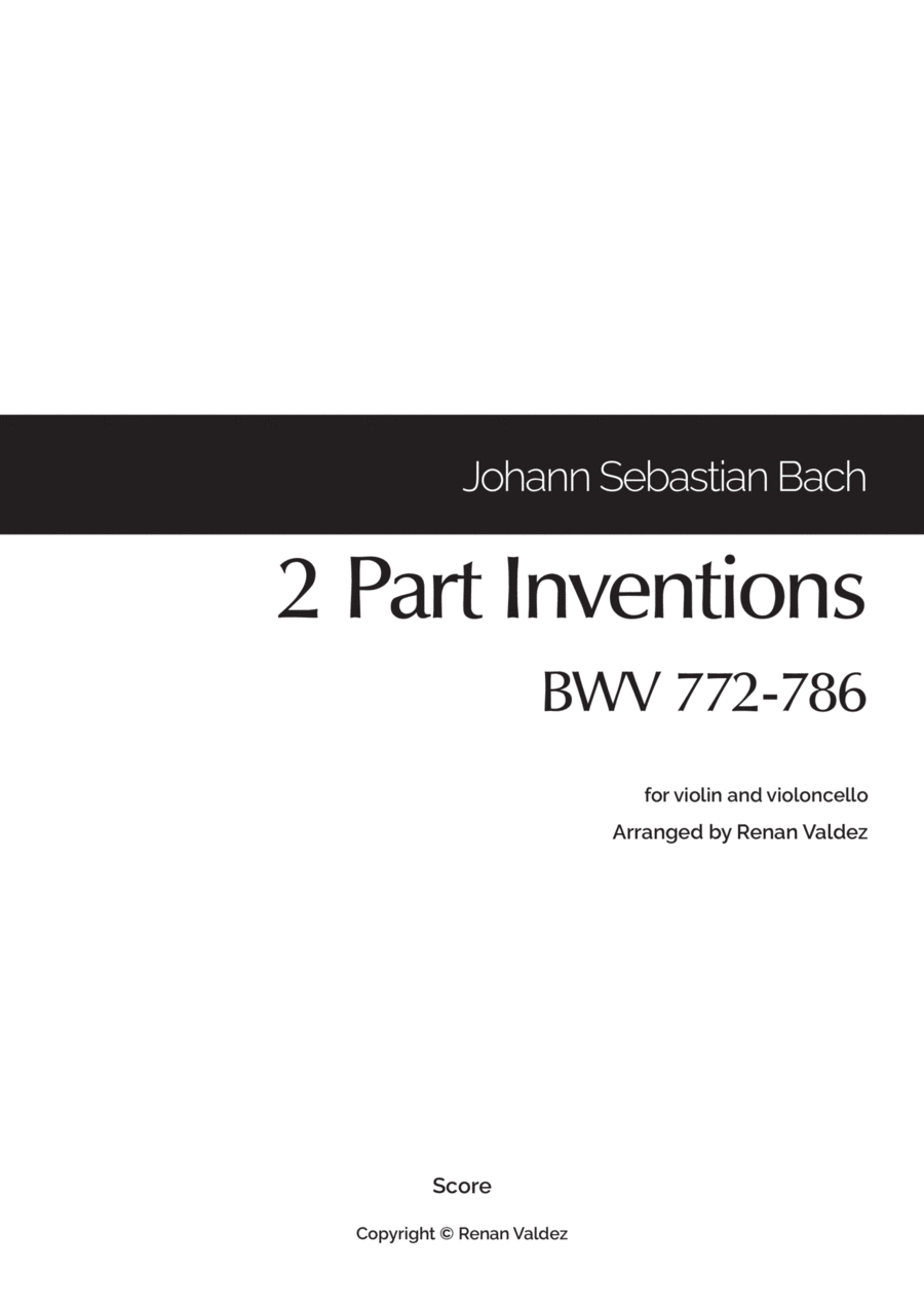 15 Two-Part Inventions (for violin and violoncello) String Duet scores gallery preview page 1