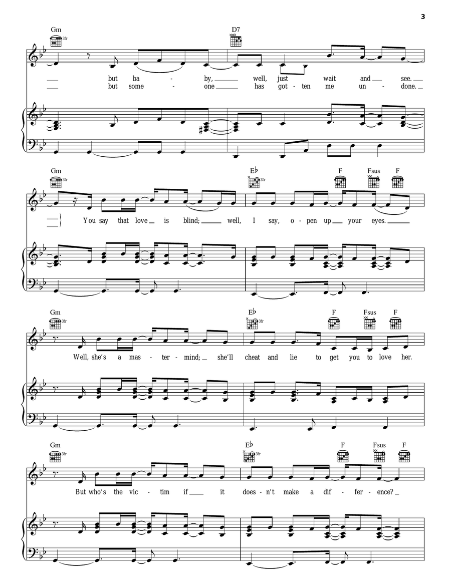 One Way Or Another Piano, Vocal, Guitar scores gallery preview page 3