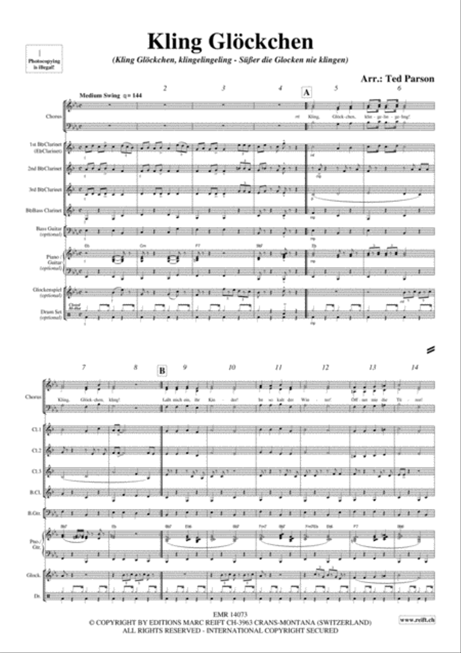 Kling Glockchen Kling Glockchen Clarinet Quartet scores gallery preview page 4