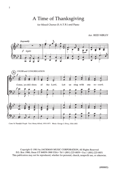 A Time of Thanksgiving - SATB image number null