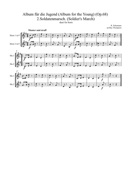 Schumann: Album für die Jugend Op.68 2.Soldatenmarsch. (Soldier's March) - horn duet