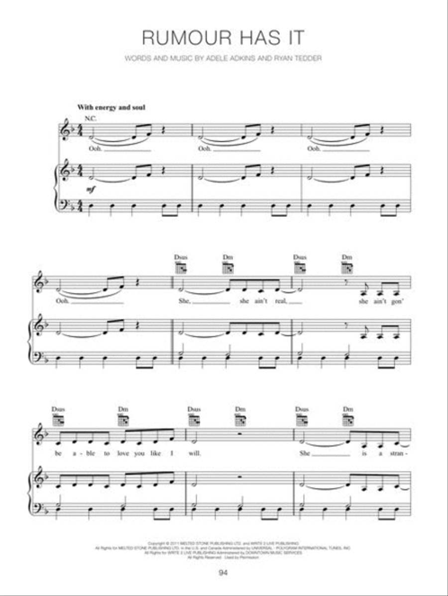 Adele – The Complete Collection Piano, Vocal, Guitar scores gallery preview page 11