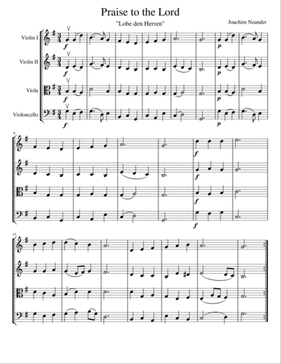 Praise to the Lord Praise to the Lord String Quartet scores gallery preview page 2