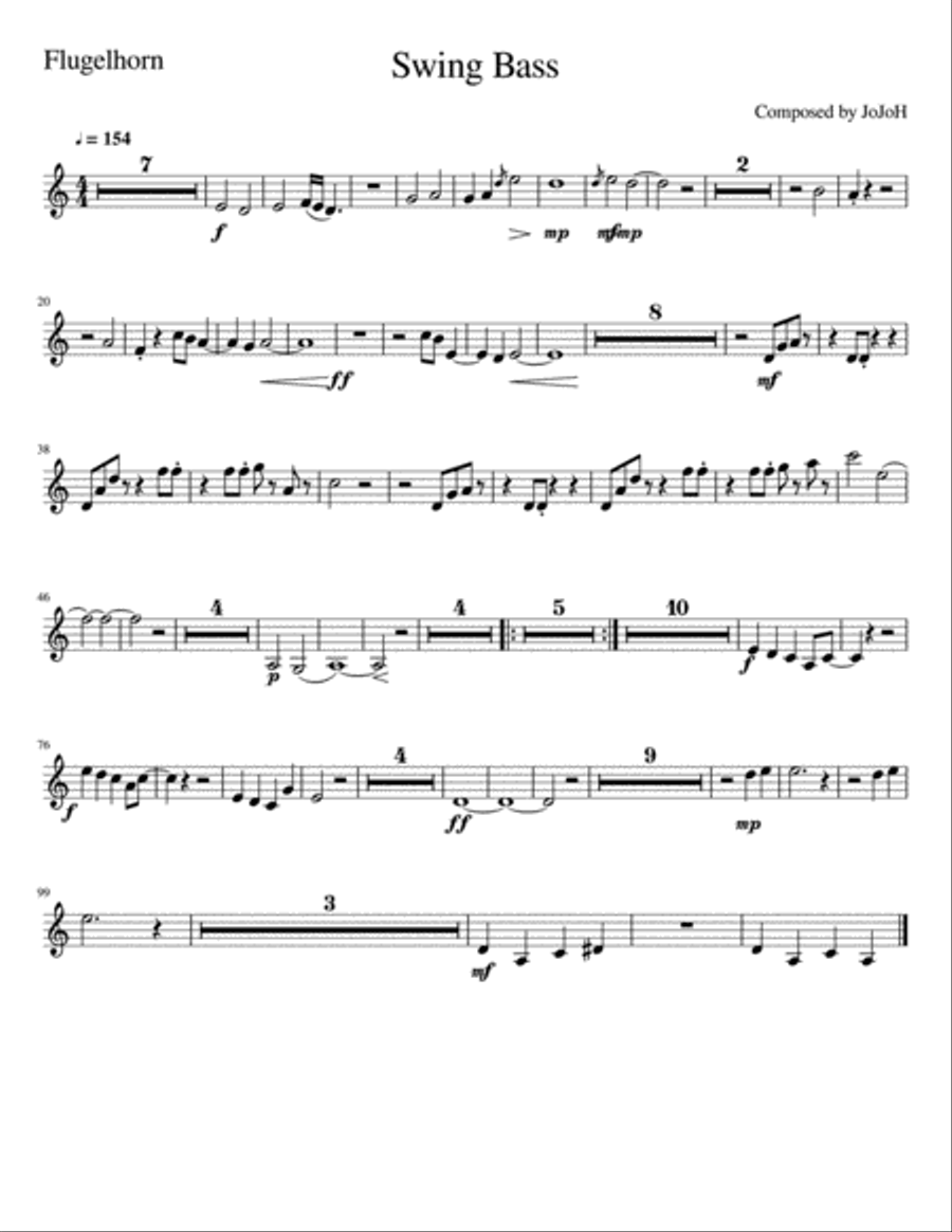 Swing Bass - Bb Flugelhorn Jazz Ensemble scores gallery preview page 1