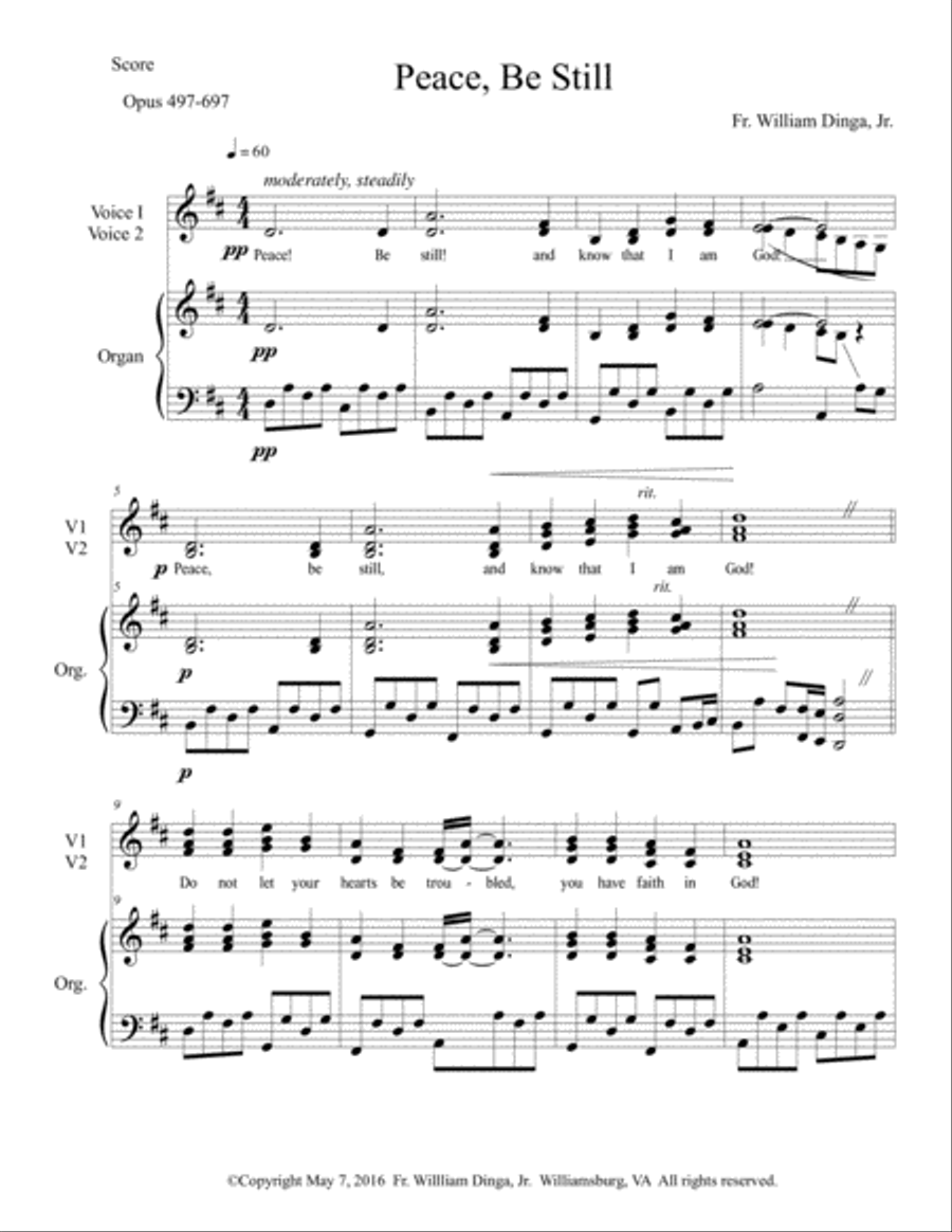 Peace, Be Still Piano scores gallery preview page 1